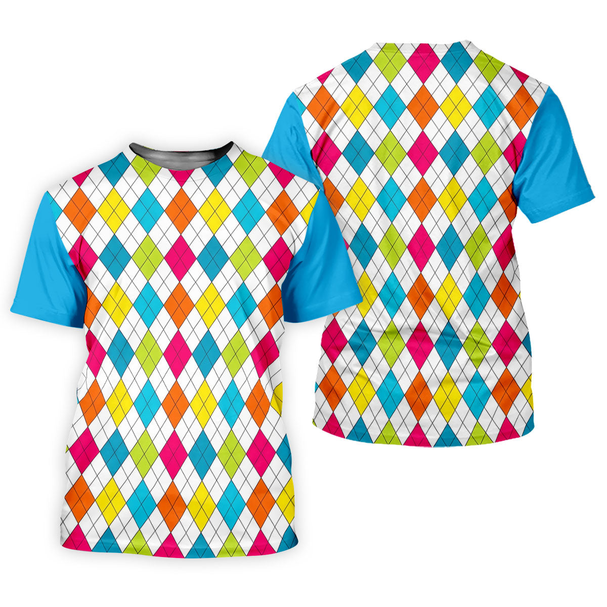 Retro Argyle Diamond Checkered Golf Shirt, Mens Golf Polo, Printed Golf Shirts