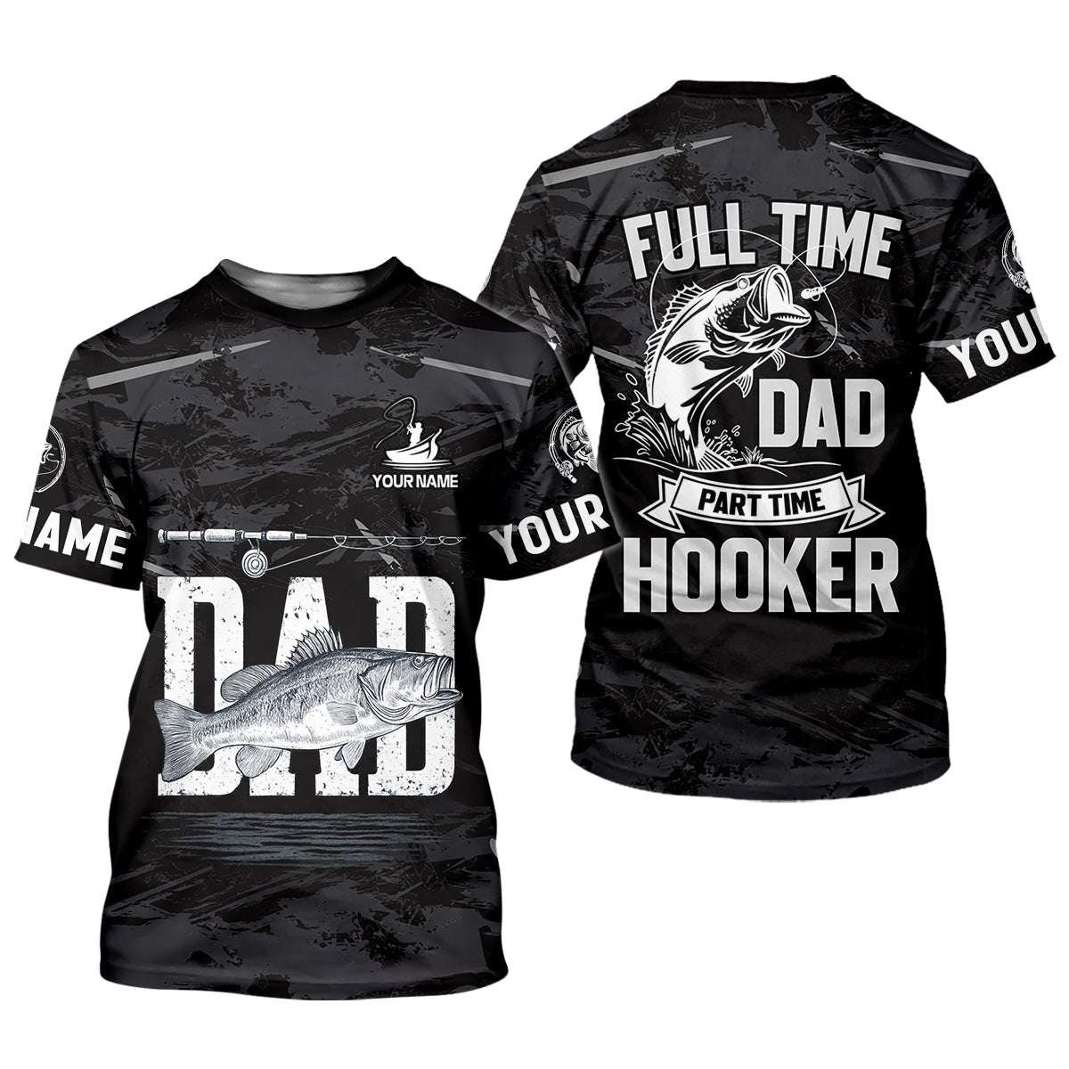 Fishing Hooker Dad, Custom Name Shirt, Fishing UPF Shirts, Funny Fishing Shirt