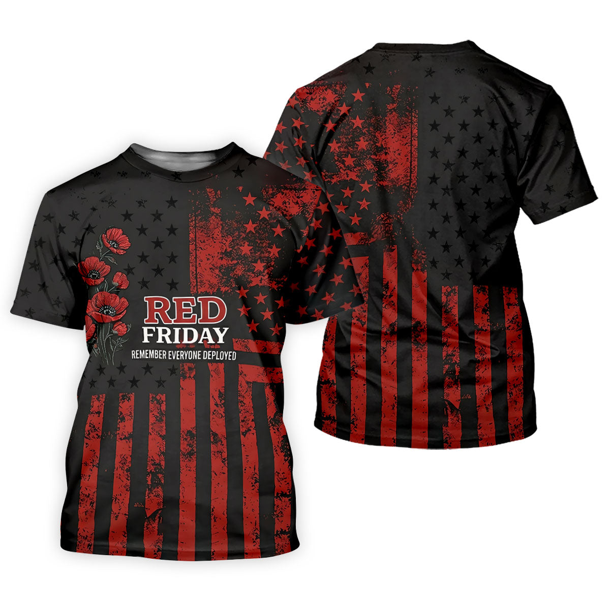 Red Friday American Flag Poppy Polo Shirt, Mens Golf Apparel, Printed Golf Shirts