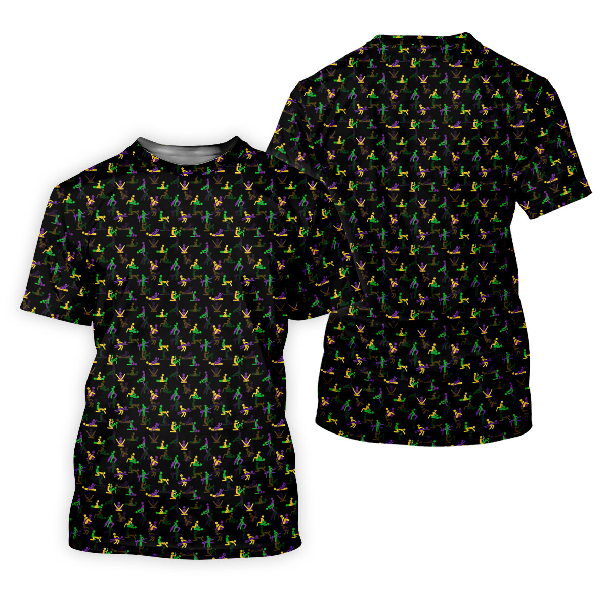 Naughty Position Stick Figure Couple Mardi Gras Black Golf Shirt, Women's Golf Tops, Ladies Golf Polos