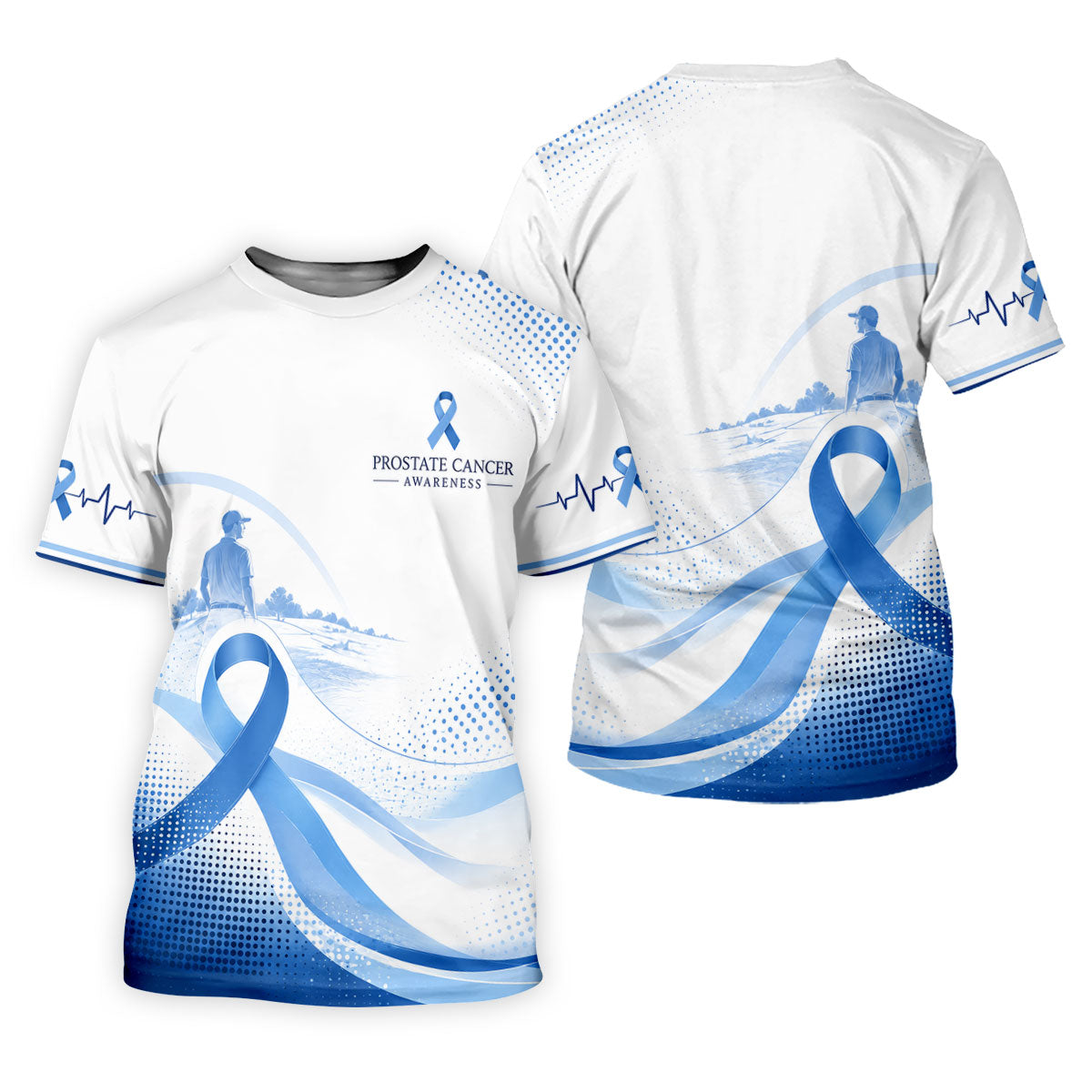Blue Ribbon Golfer Prostate Cancer Awareness Polo Shirt, Golf Tops For Women