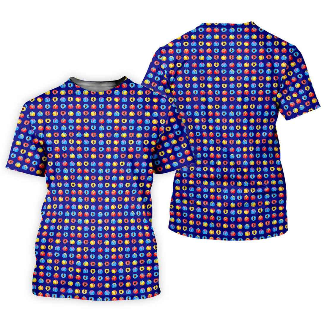 Funny Peach Emoji Pattern Golf Polo Shirt, Men's Golf Polo Shirt, Novelty Golf Shirts For Men