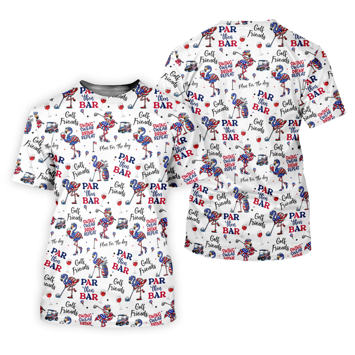 Par Then Bar Funny Flamingo Patriot Golf Shirt, 4th Of July Golf Shirt, 250th Anniversary Women's Golf Tops