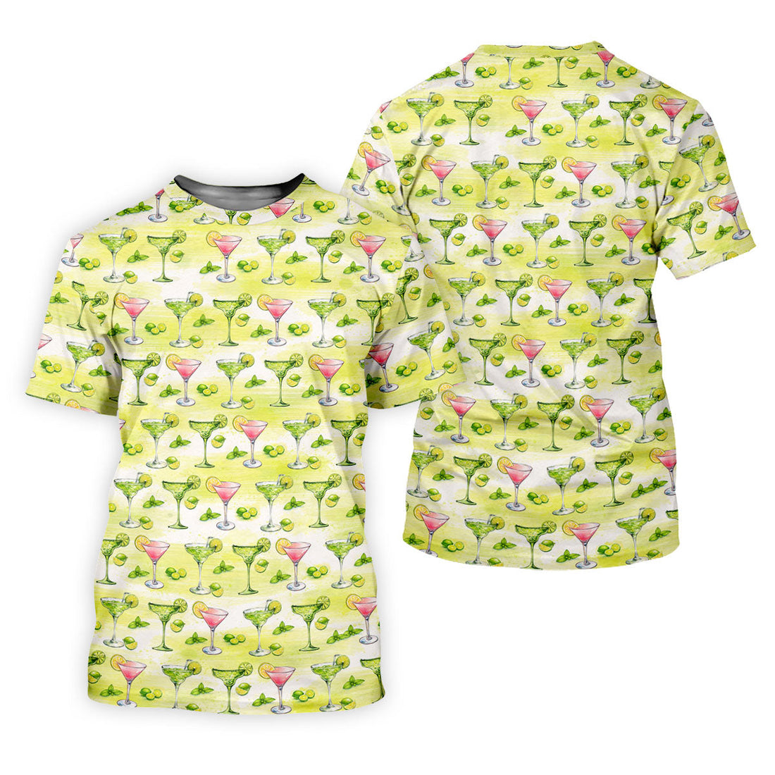 Vintage Margarita Cocktail Lime Pattern Golf Shirt, Mens Golf Shirts, Golf Apparel For Men