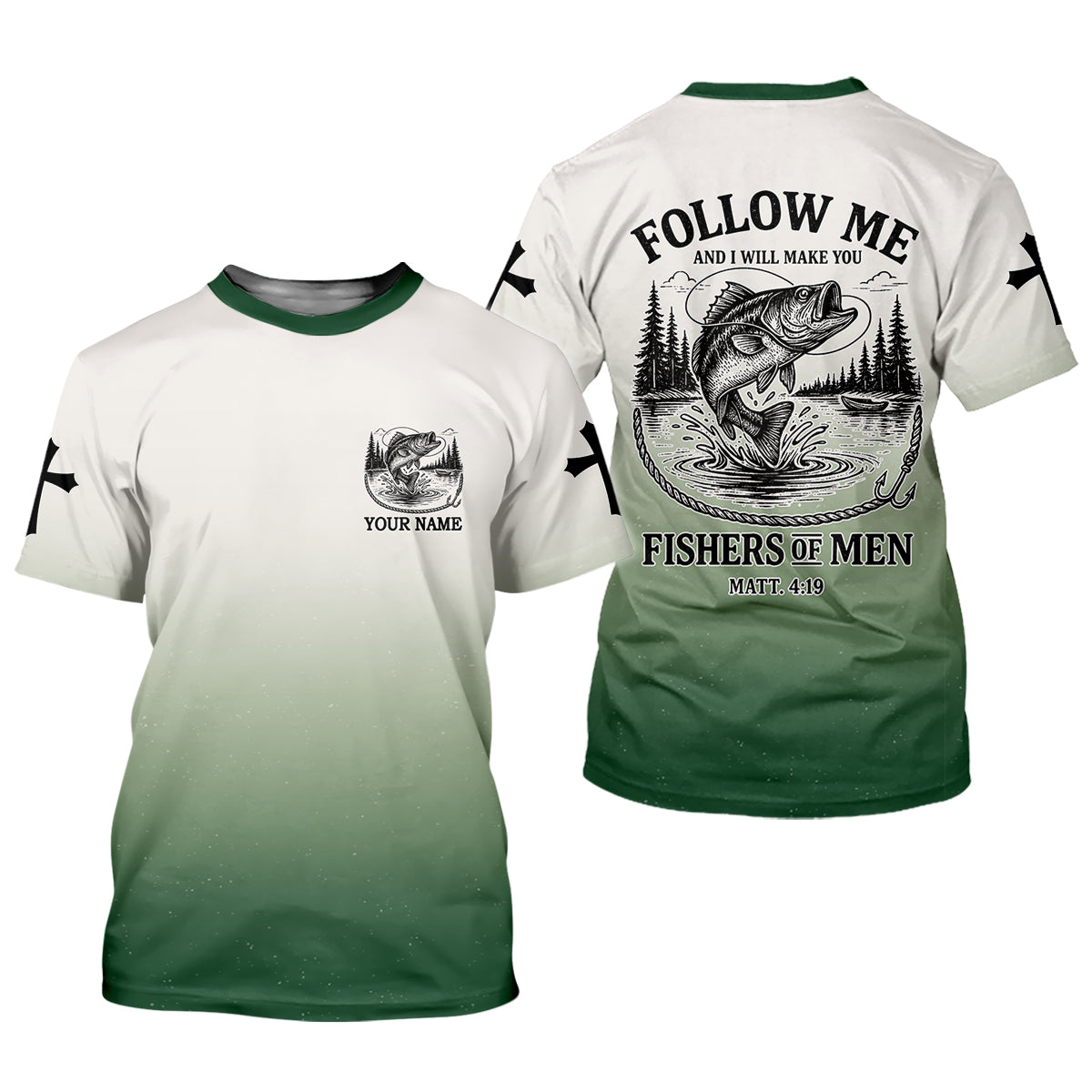 Custom Christian Shirts, Christian Fishing Shirts, Follow Me Fishers of Men Matthew 4:19, Religious Gift for Men