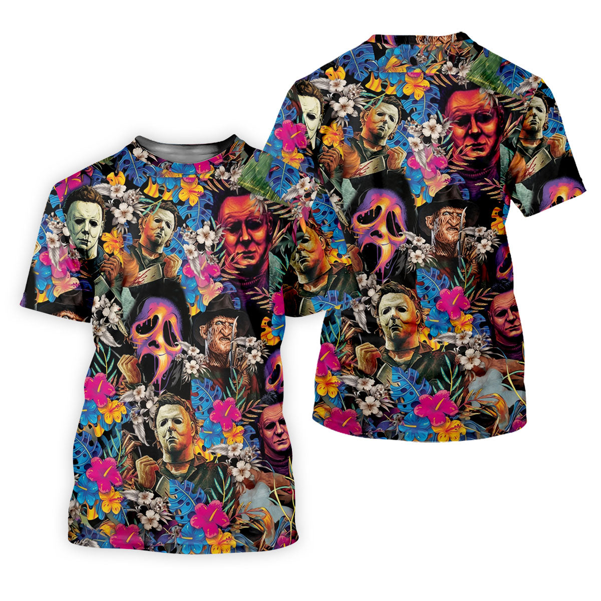 Tropical Horror Character Hawaiian Golf Shirt, Mens Golf Polo, Halloween Golf Apparel