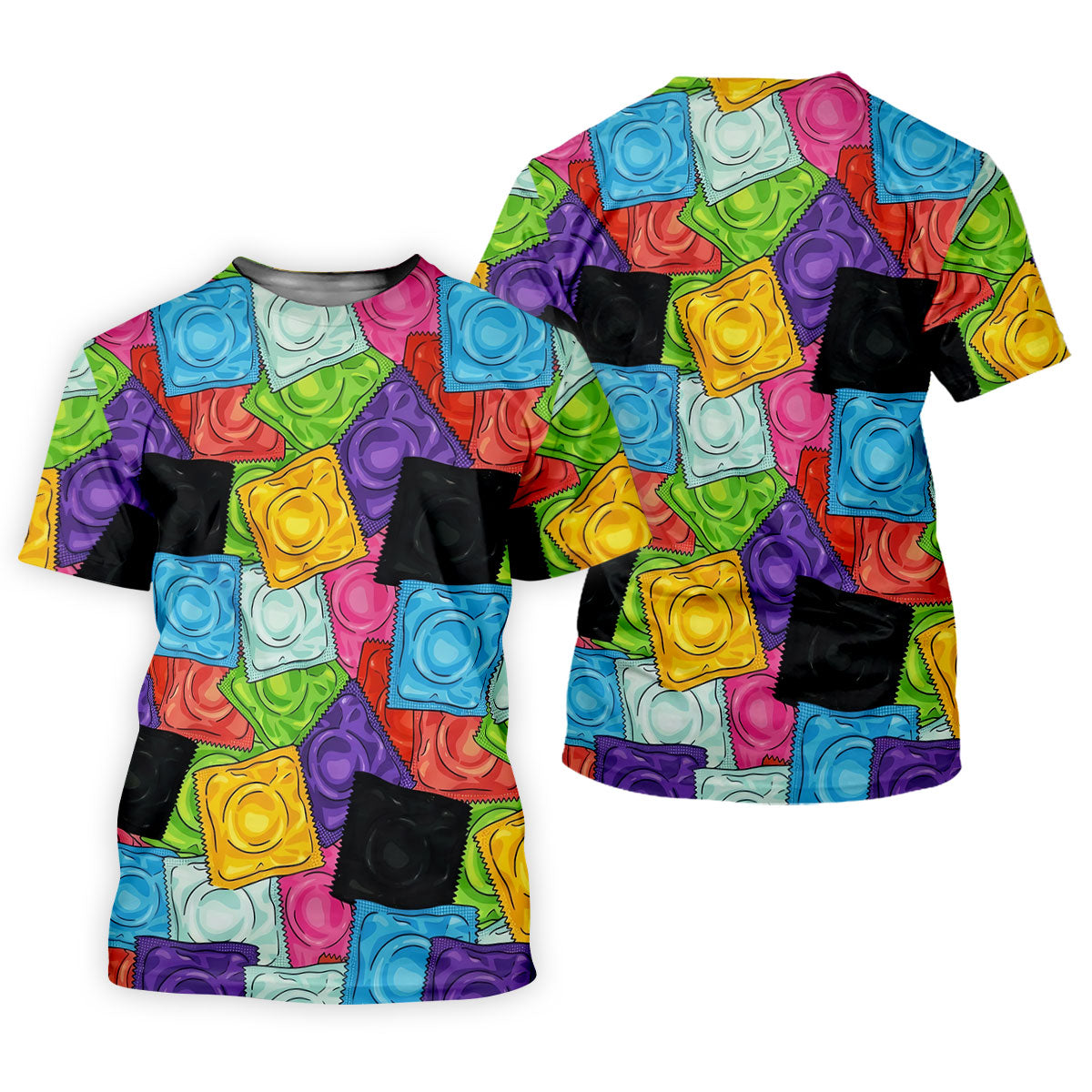 Funny Condom Wrapper Pattern Golf Polo Shirt, Men's Golf Shirts, Novelty Golf Apparel For Men