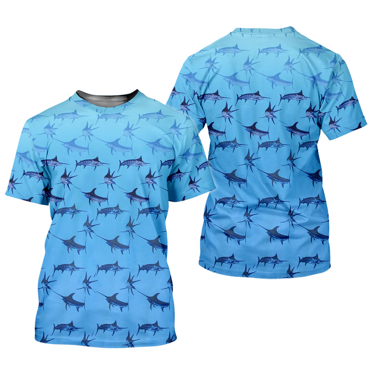 Swordfish Patter Blue Fishing Shirt, Cute Women's Fishing Outfits, Female Fishing Shirts, SPF Shirt
