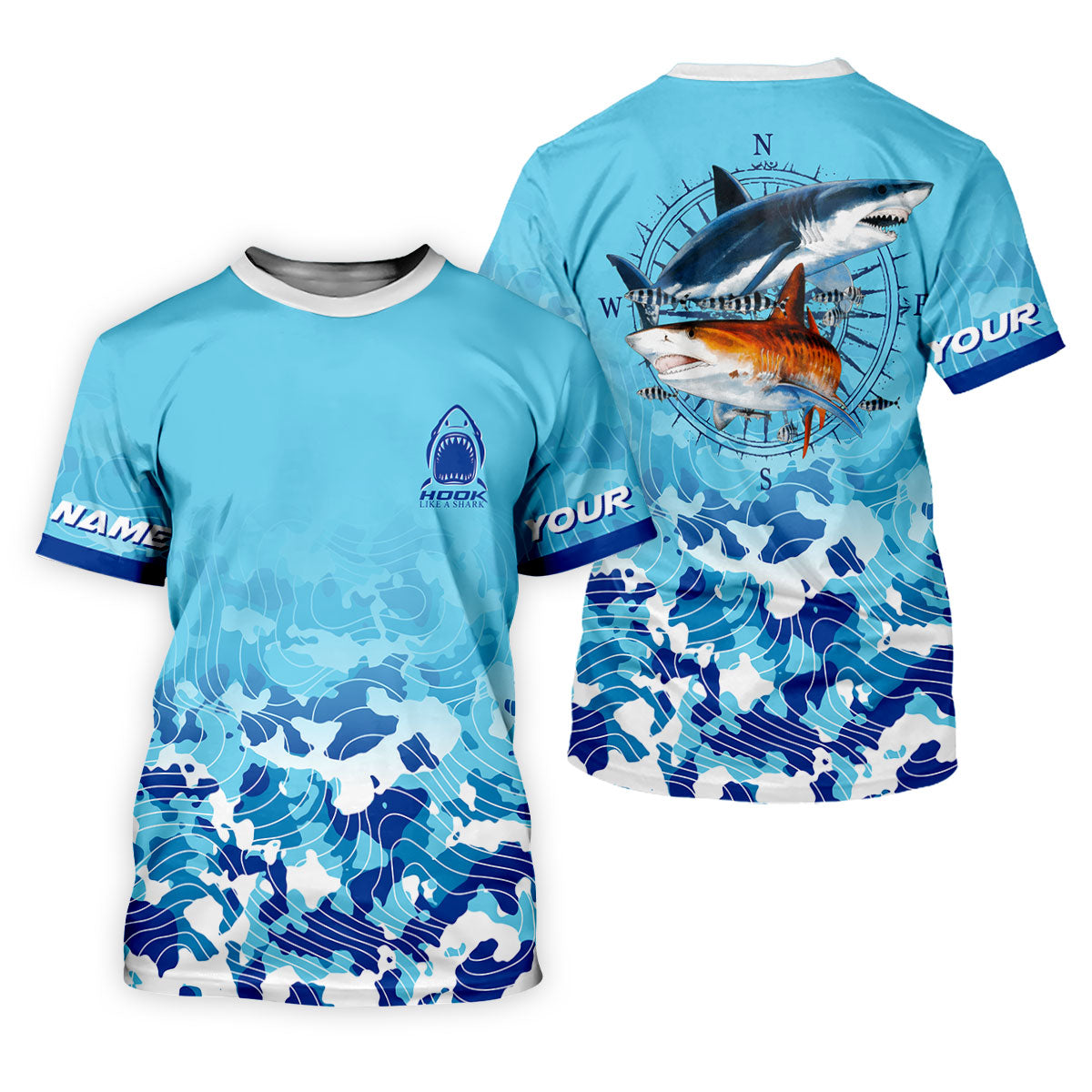 Custom Name Fishing Shirt for Men, Short Sleeve Saltwater Ocean Fishing Shirt, Fishing UPF Shirts