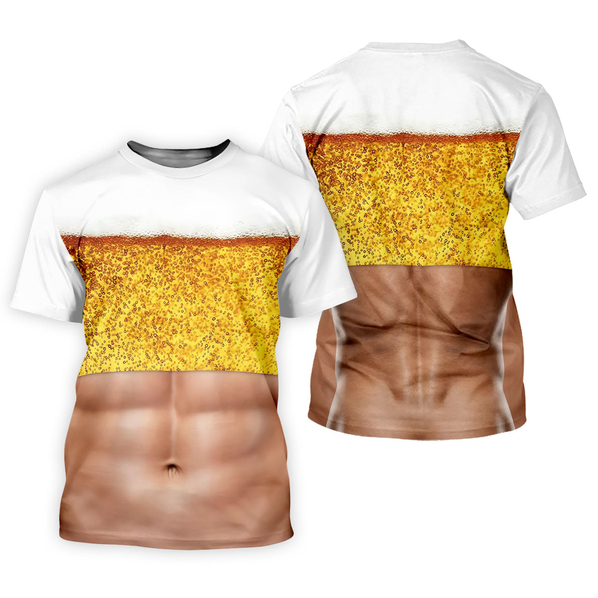 Bubbly Beer Foam Faux Abs Sleeveless Crop Golf Shirt, Printed Golf Shirts, Mens Golf Apparel