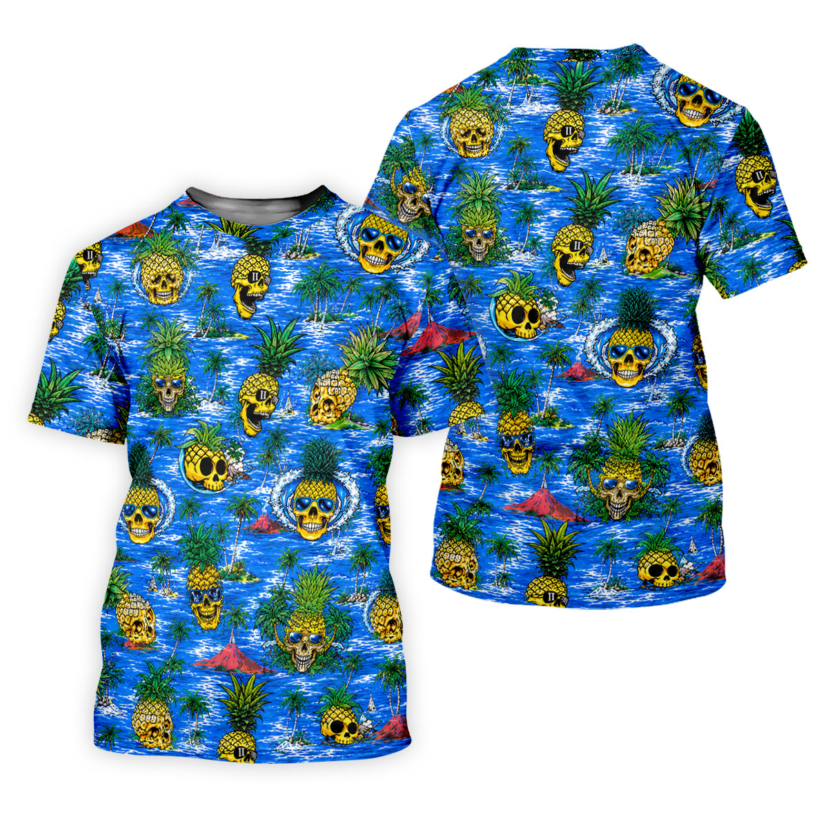 Pineapple Skull Island Ocean Hawaiian Golf Shirt, Hawaiian Golf Shirt, Golf Tops For Women