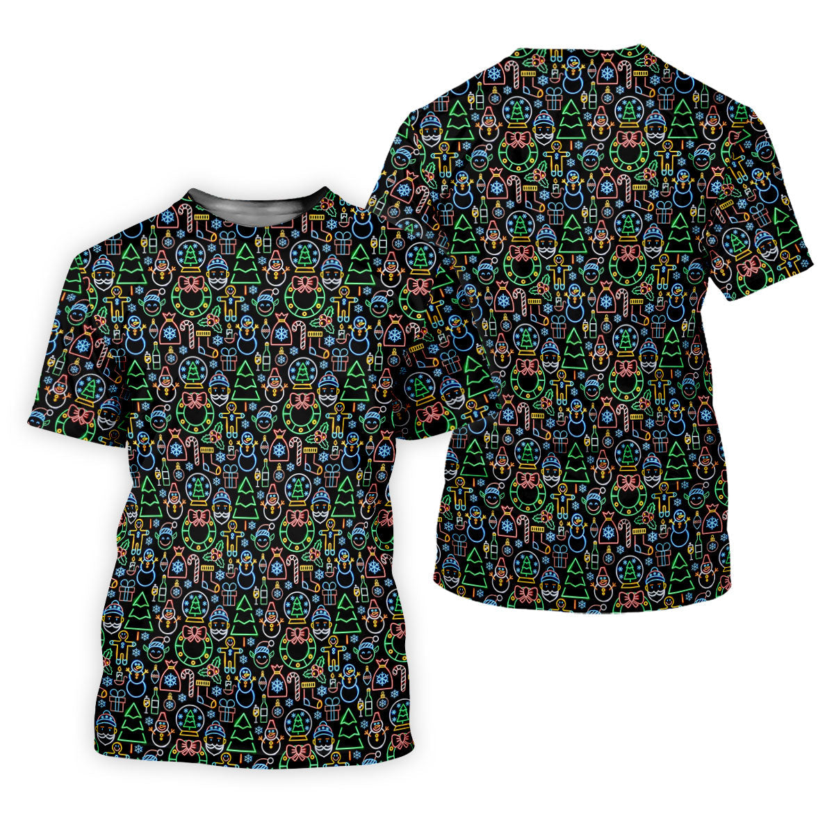 Neon Christmas Retro Style Men's Golf Polo Shirts, Christmas Golf Shirt, Polo Shirts For Men