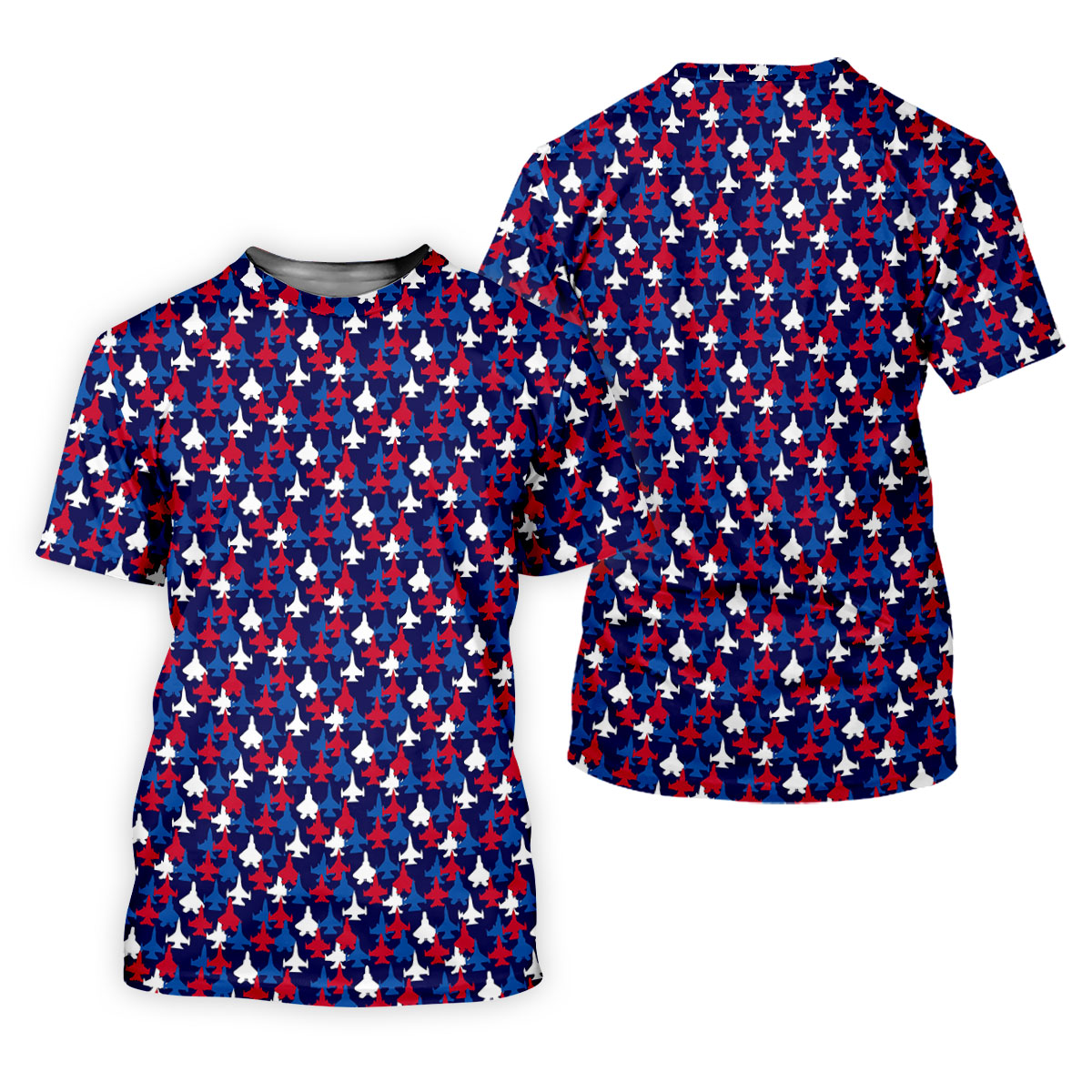Red And Blue Fighter Jet 4th Of July Women Golf Top, 250th Anniversary Ladies Golf Shirts, Patriotic Golf Shirt