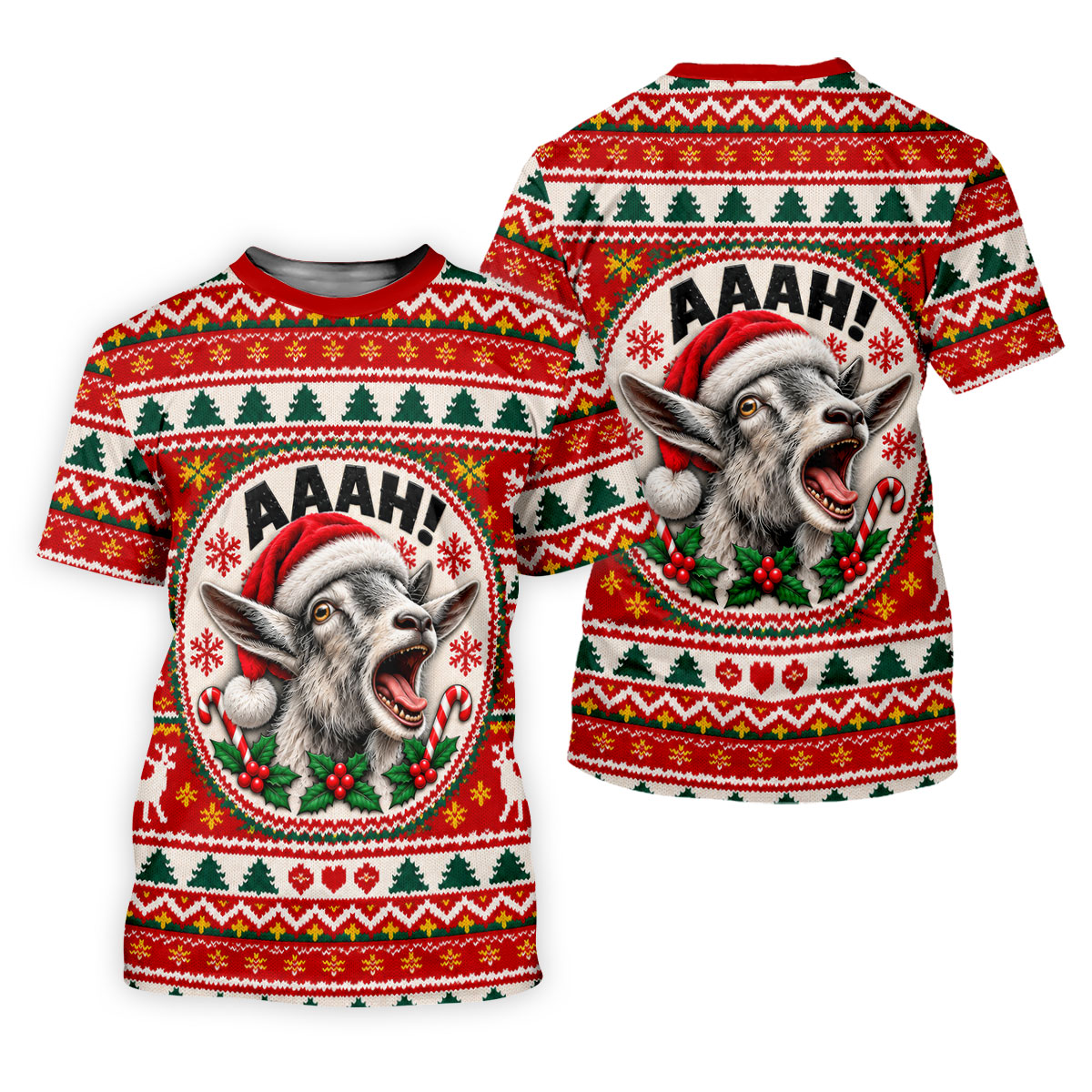 Funny Screaming Goat Christmas Golf Shirt, Ladies Golf Shirts, Golf Tops For Women