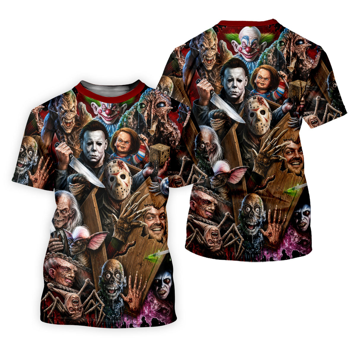 Classic Horror Character Halloween Golf Shirt, Mens Golf Apparel, Hawaiian Golf Shirt