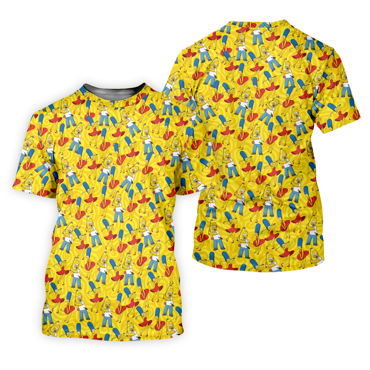 Funny Cartoon Couple Golf Pattern Polo Shirt, Mens Golf Polo, Golf Apparel For Men