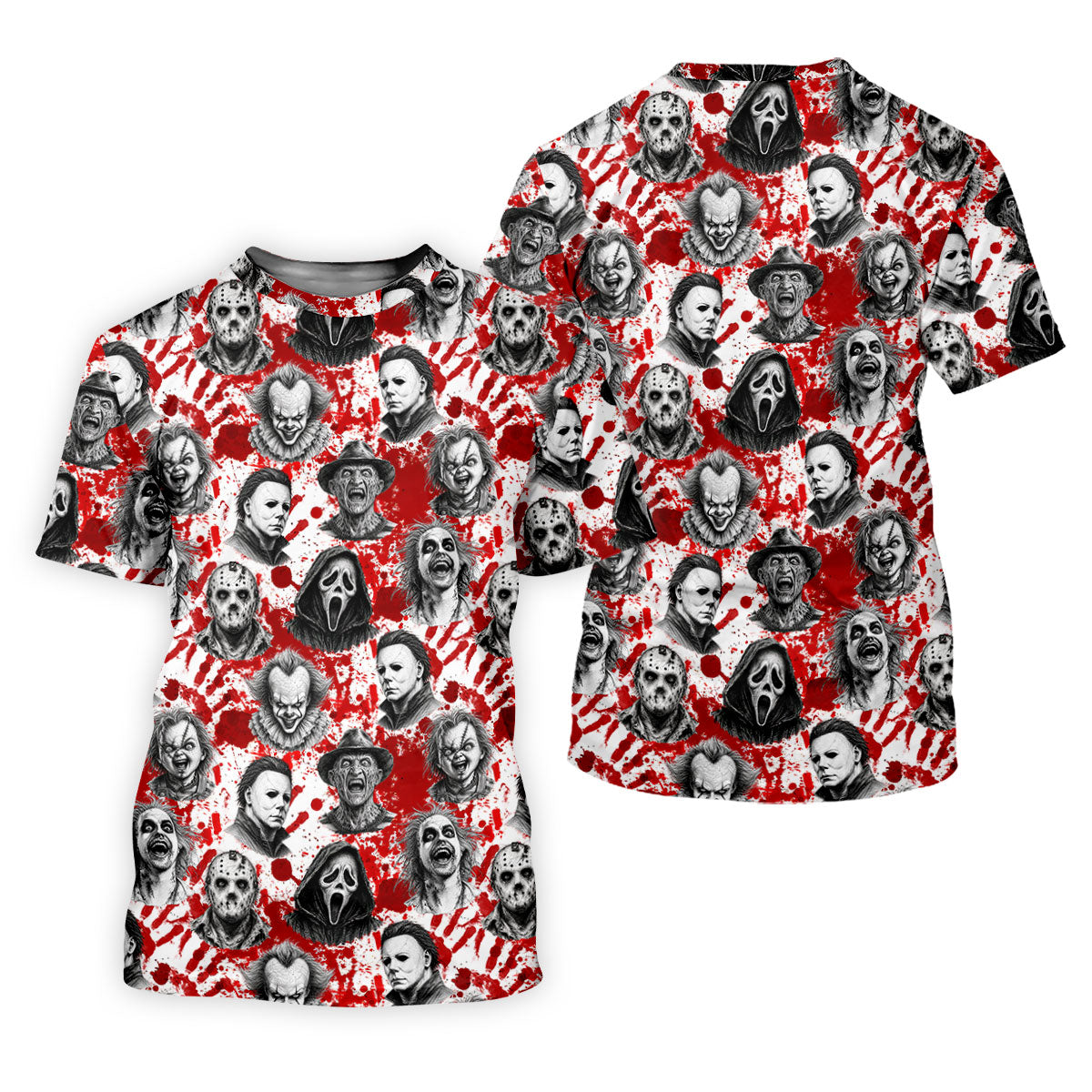 Halloween Horror Character Blood Splatter Polo Shirt, Mens Golf Polo, Golf Apparel For Men