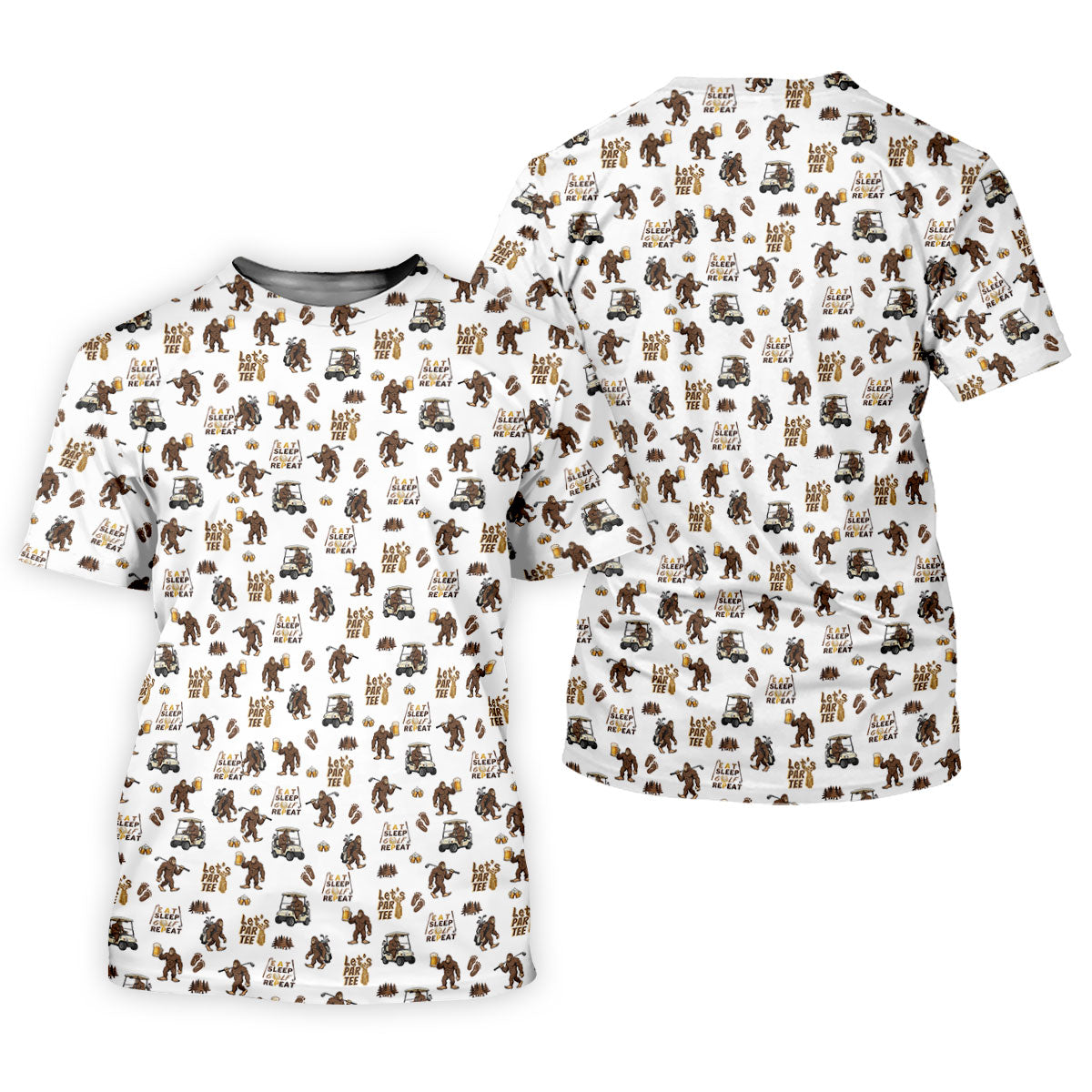 Let's Par Tee Bigfoot Golf Pattern Women's Golf Tops, Golf Shirts For Women, Women’s Golf Apparel