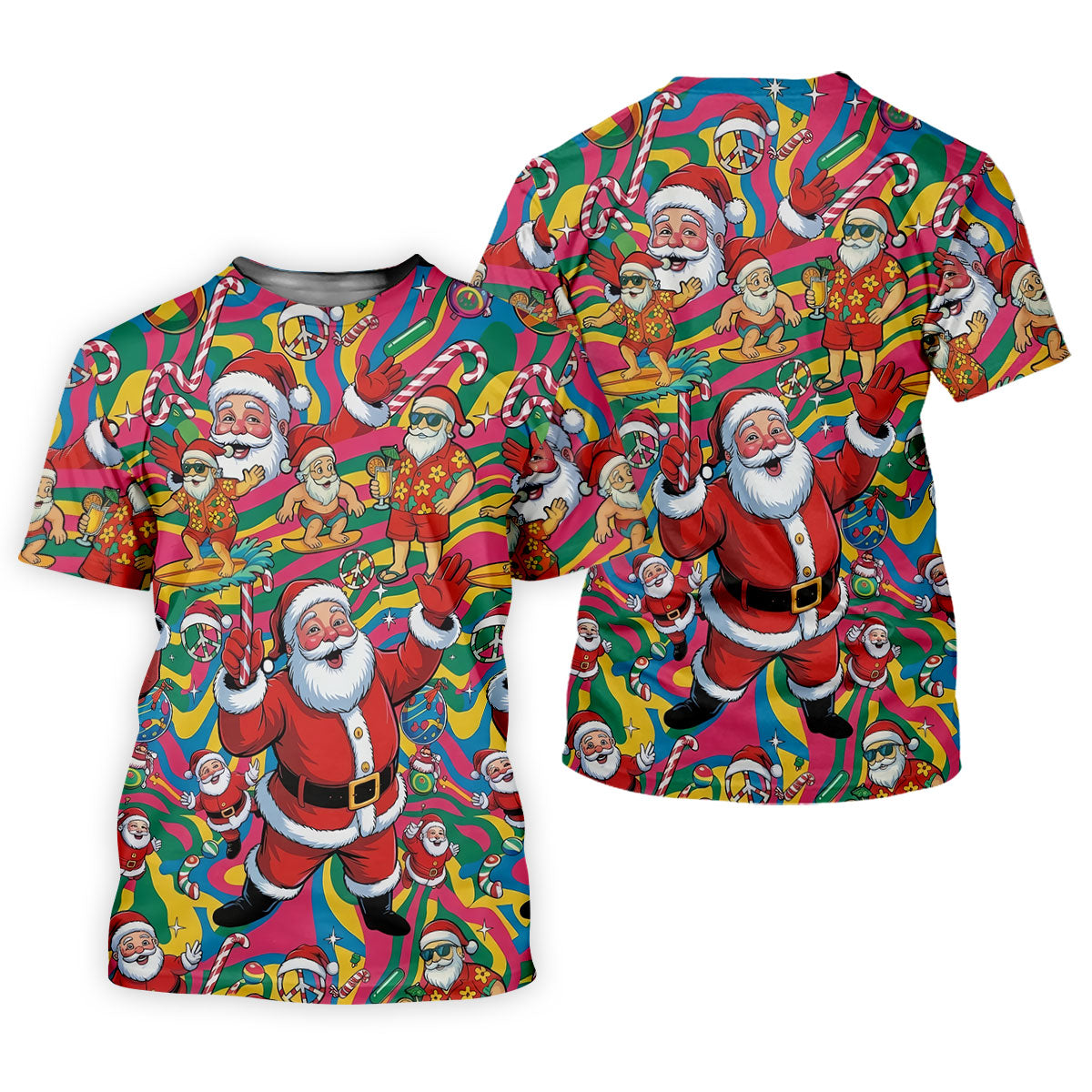 Funny Tropical Santa Christmas Polo Shirt, Mens Golf Polo, Christmas Shirts For Men