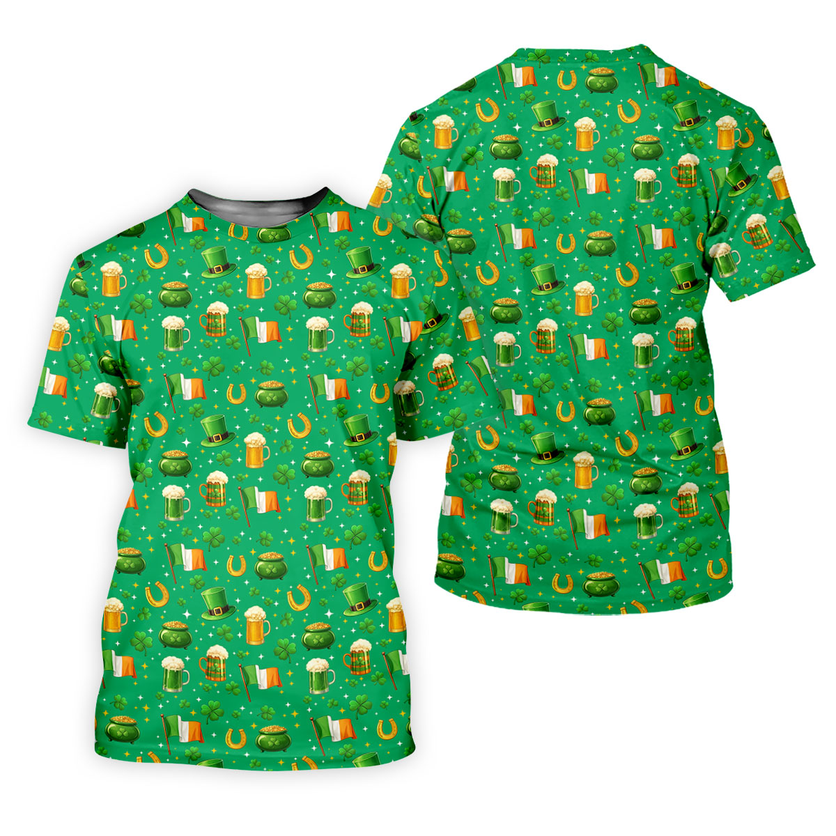 St Patrick's Day Pot Of Gold Leprechaun Hats Irish Flag Women's Golf Tops, Ladies Golf Shirts
