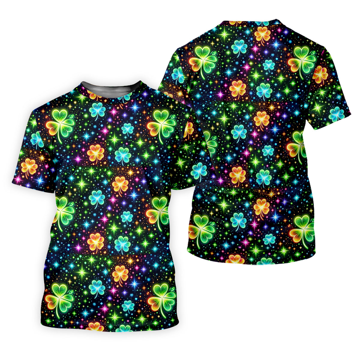 The Star And The Shamrock Rainbow Glitter St Patrick's Golf Shirt, Women's Golf Tops, Ladies Golf Polos