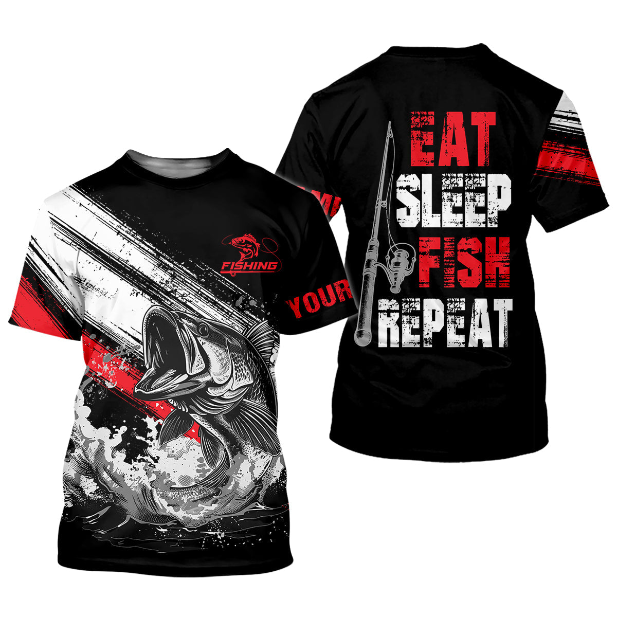 Eat Sleep Fish Repeat Water Splash Fishing UPF Shirts, Fisherman Gift, Fishing Shirts For Men