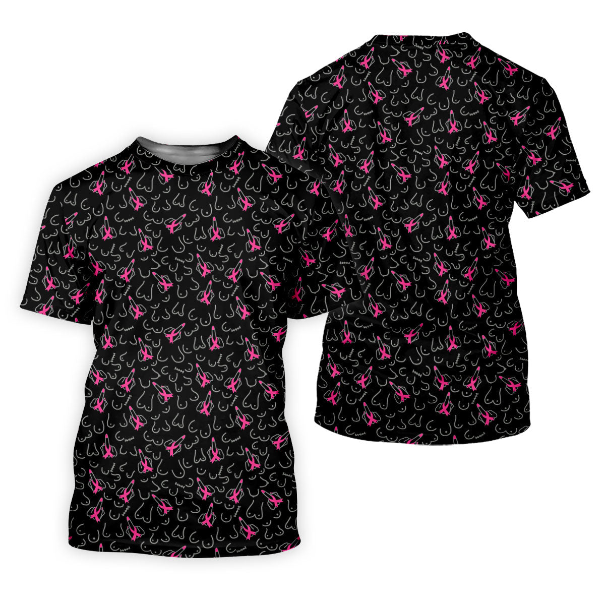 Breast Cancer Ribbon Middle Finger Polo Shirt, Mens Polo Shirts, Men's Golf Shirt