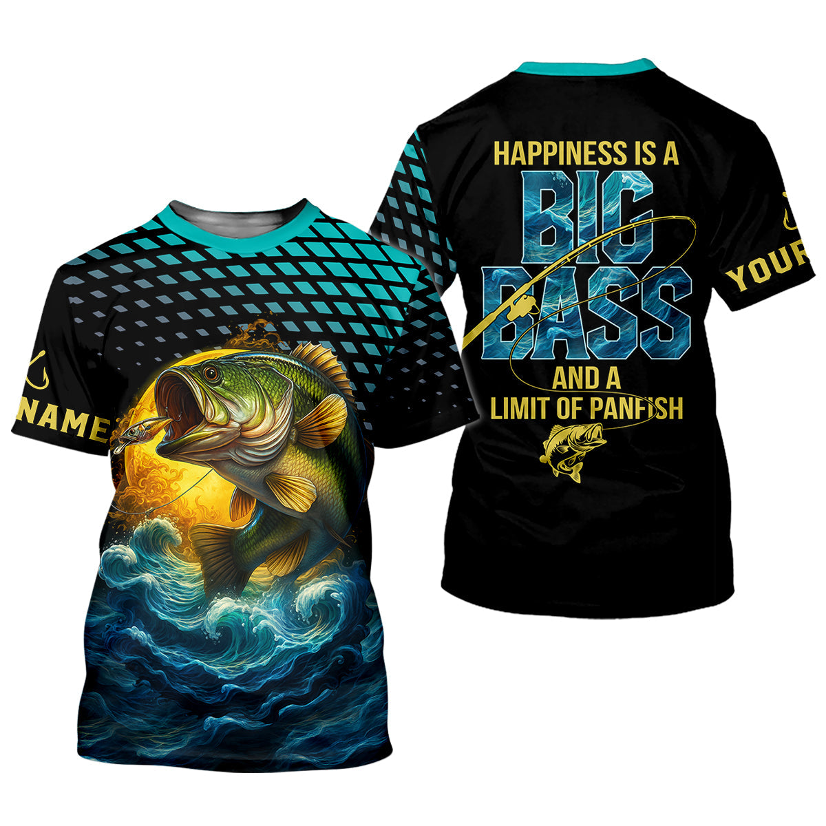 Happiness Is A Big Bass And A Limit Of Panfish Fishing UPF Shirts, Funny Fishing Shirt, Fishing Shirt For Women