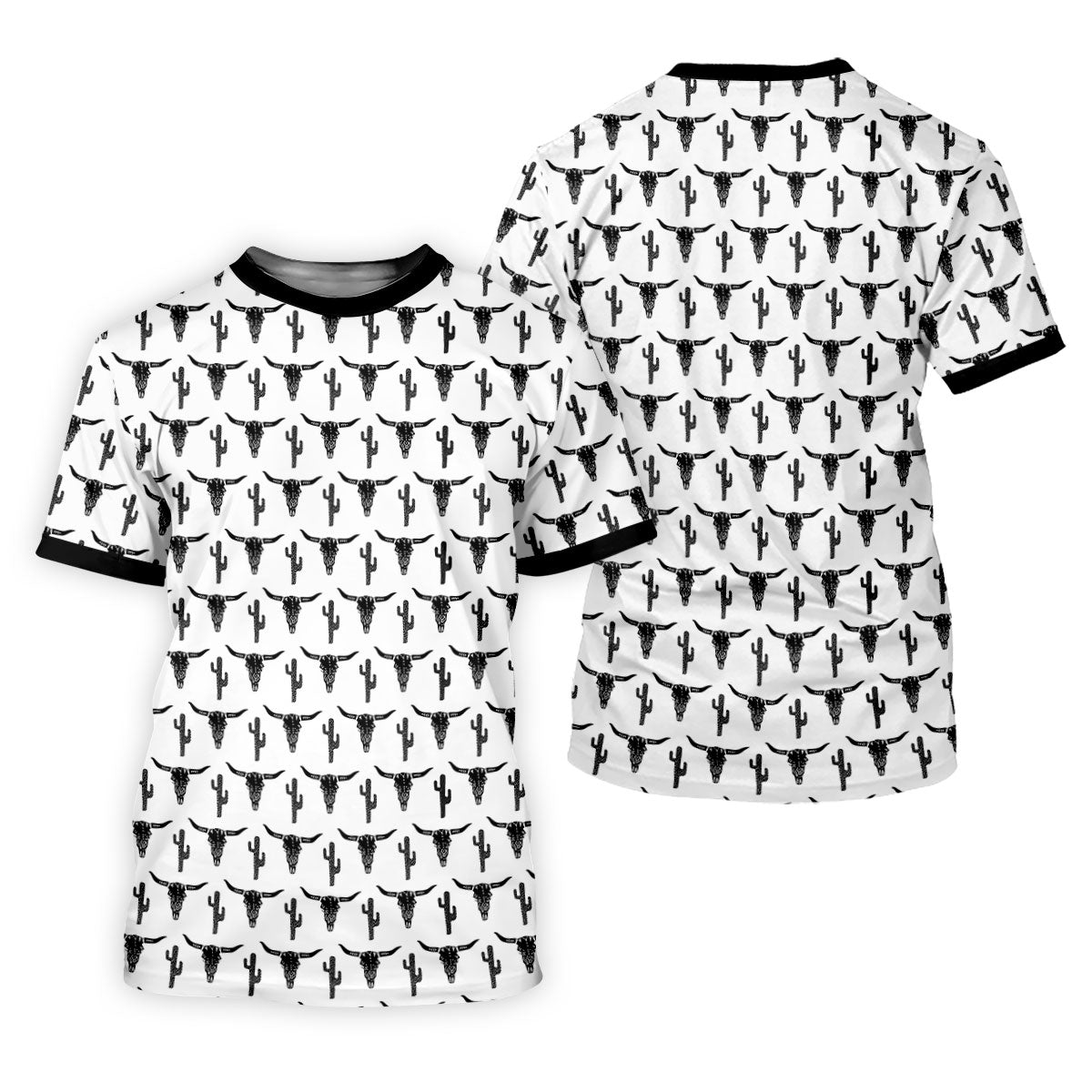 Longhorn Cow Skull Western Theme White Golf Tops For Men, Polo ShirtFor Men, Golf Shirts For Men