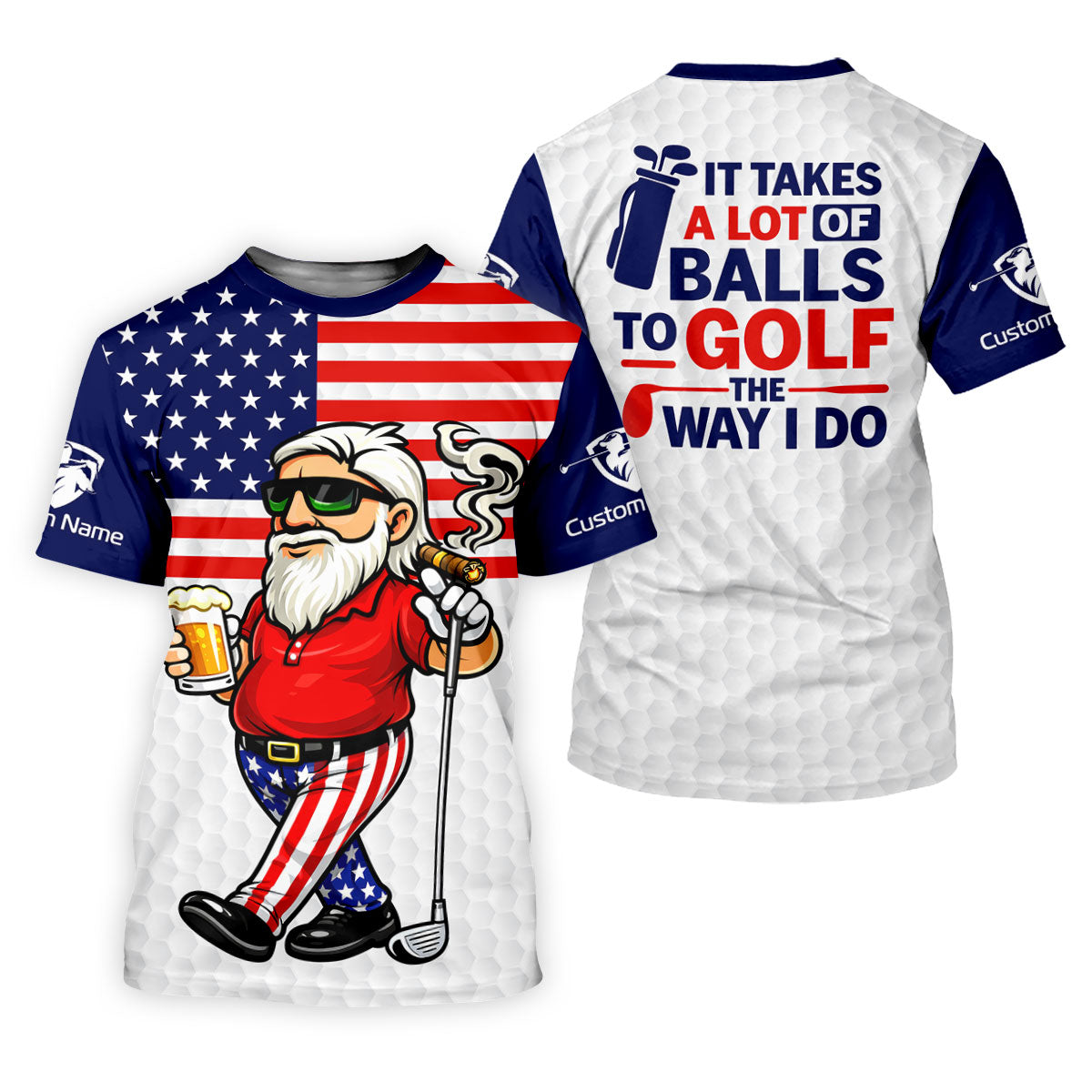 It Takes A Lot Of Ball To Golf The Way I Do Patriotic Man 4th Of July Golf Shirt, 250 Years Golf Shirt For Women