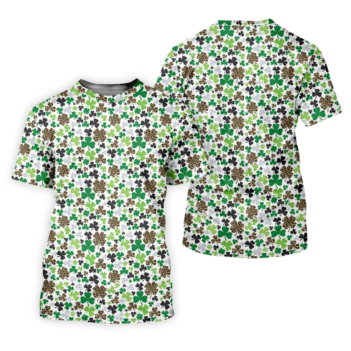 Leopard Pattern St Patrick's Day Shamrock Golf Shirt, Fun Women's Golf Shirts, Women's Golf Tops