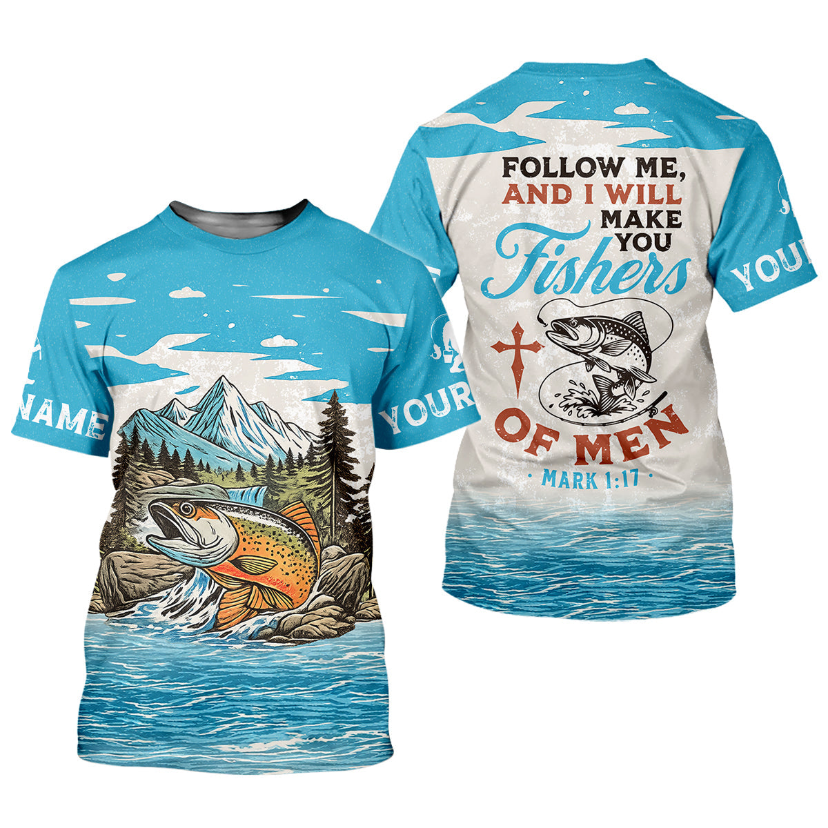 Follow Me And I Will Make You Fishers, Custom Name Fishing Shirt, Fishing UPF Shirts, Funny Fishing Shirt