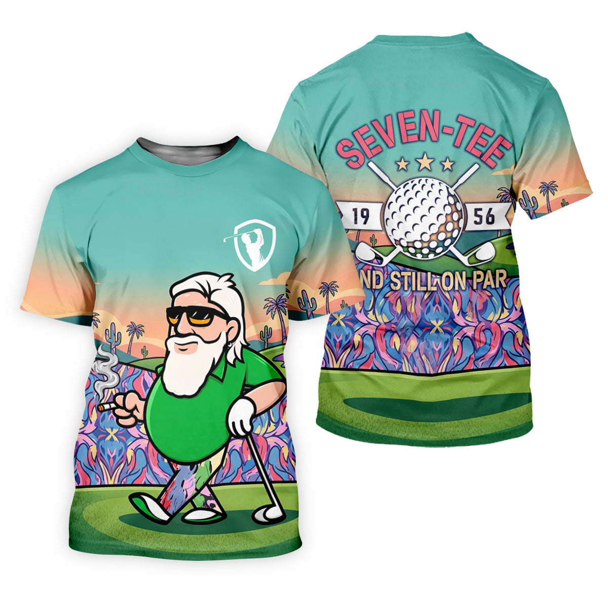 Retro Desert Bearded Golfer Women's Golf Tops, Golf Polo For Women, Women’s Golf Apparel