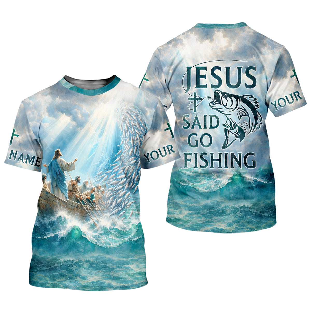 Jesus Said Go Fishing Christian Fishing UPF Shirts, Funny Fishing Shirt, Fishing Shirts For Men