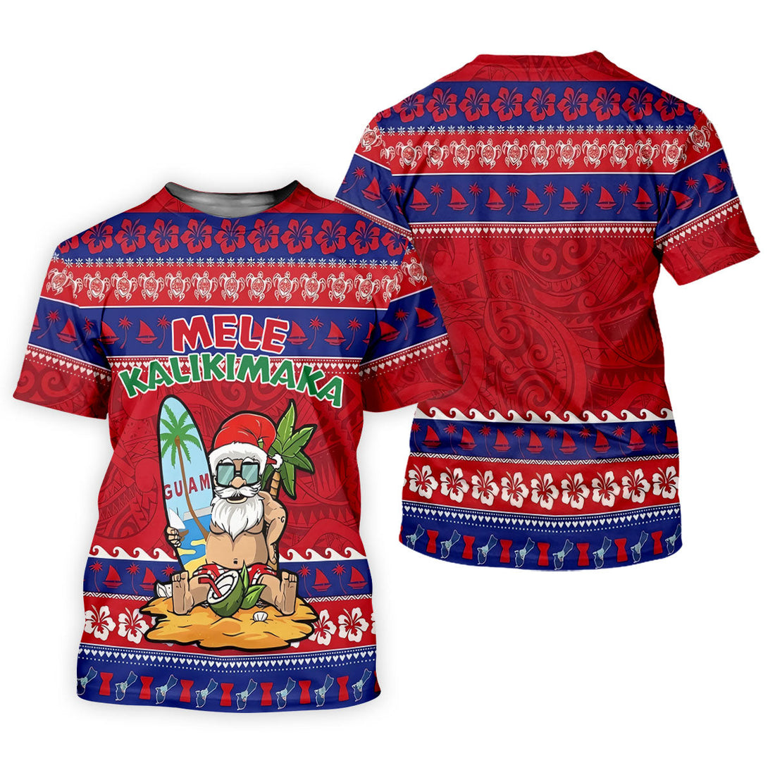 Guam Santa Mele Kalikimaka Christmas Golf Shirt, Women's Golf Tops, Hawaiian Golf Shirt, Golf Shirts For Women