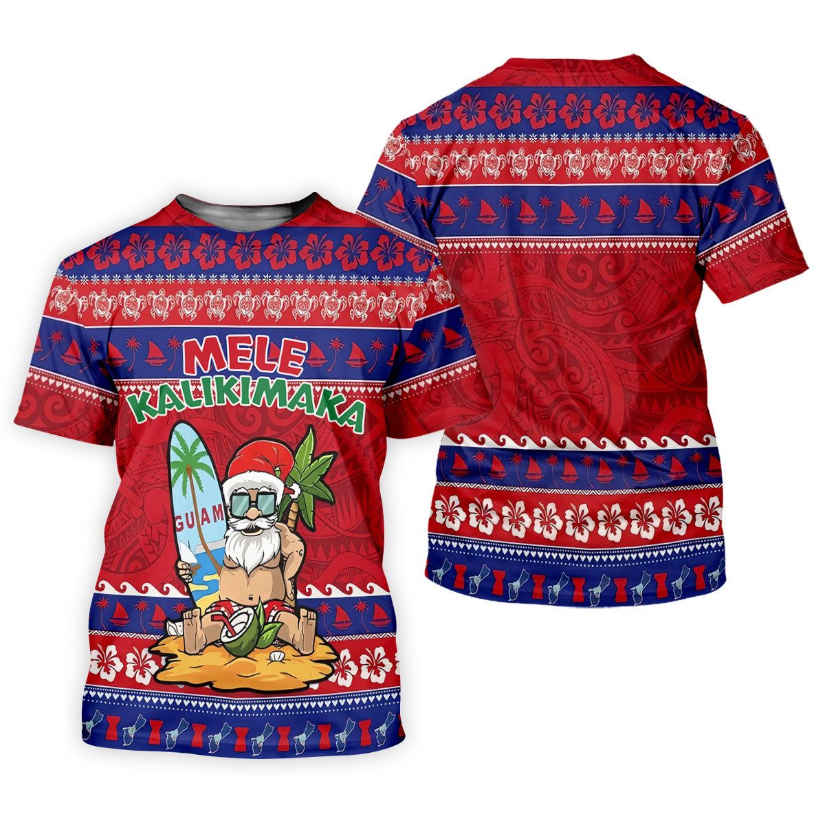 Guam Santa Mele Kalikimaka Christmas Golf Shirt, Women's Golf Tops, Hawaiian Golf Shirt, Golf Shirts For Women