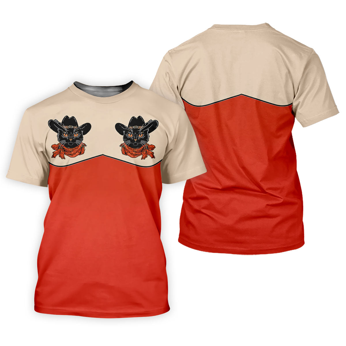 Red Western Cowboy Black Cat Golf Polo Shirt, Women's Golf Polo, Ladies Golf Shirts