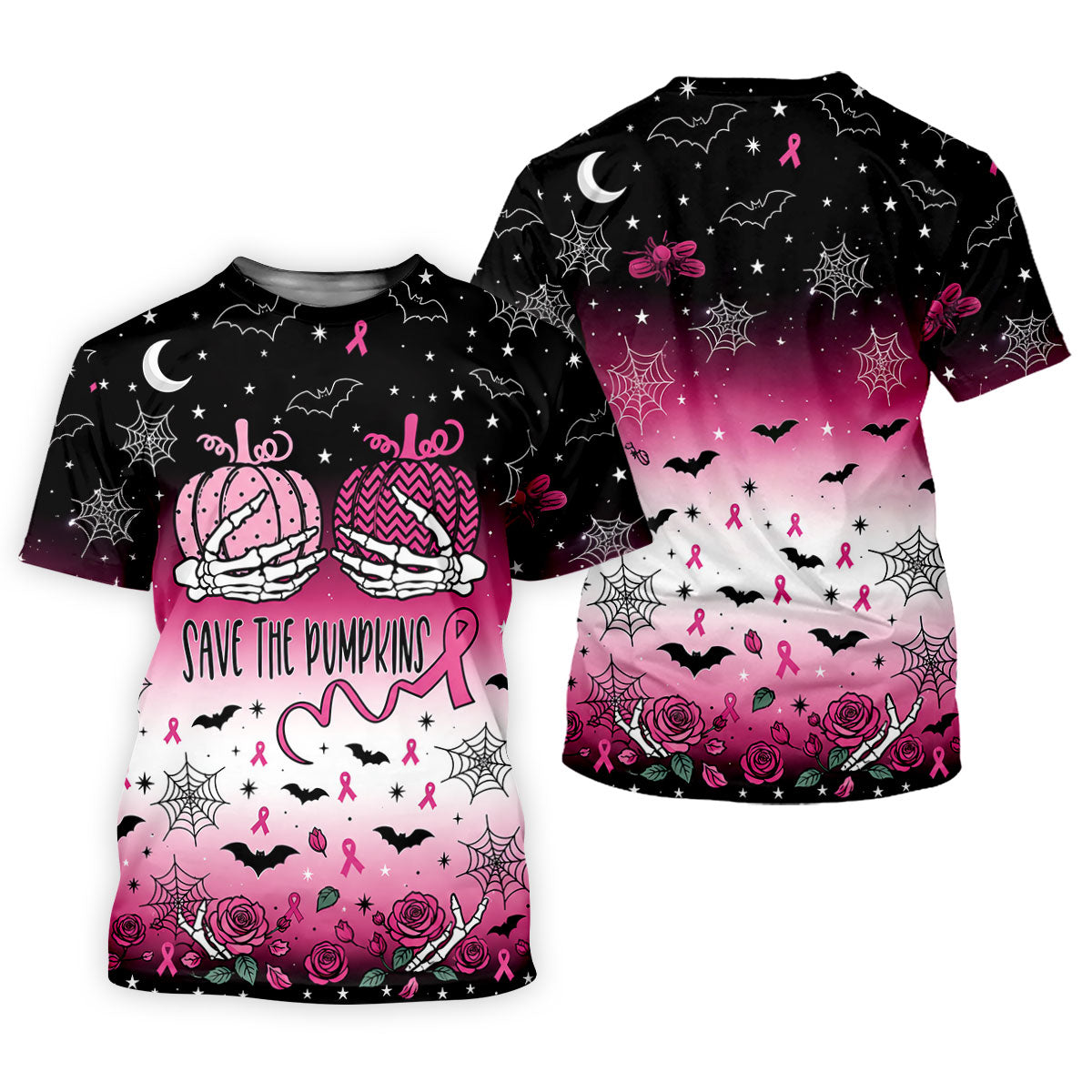 Save The Pumpkins Halloween Breast Cancer Polo Shirt, Womens Golf Tops, Women’s Golf Polo