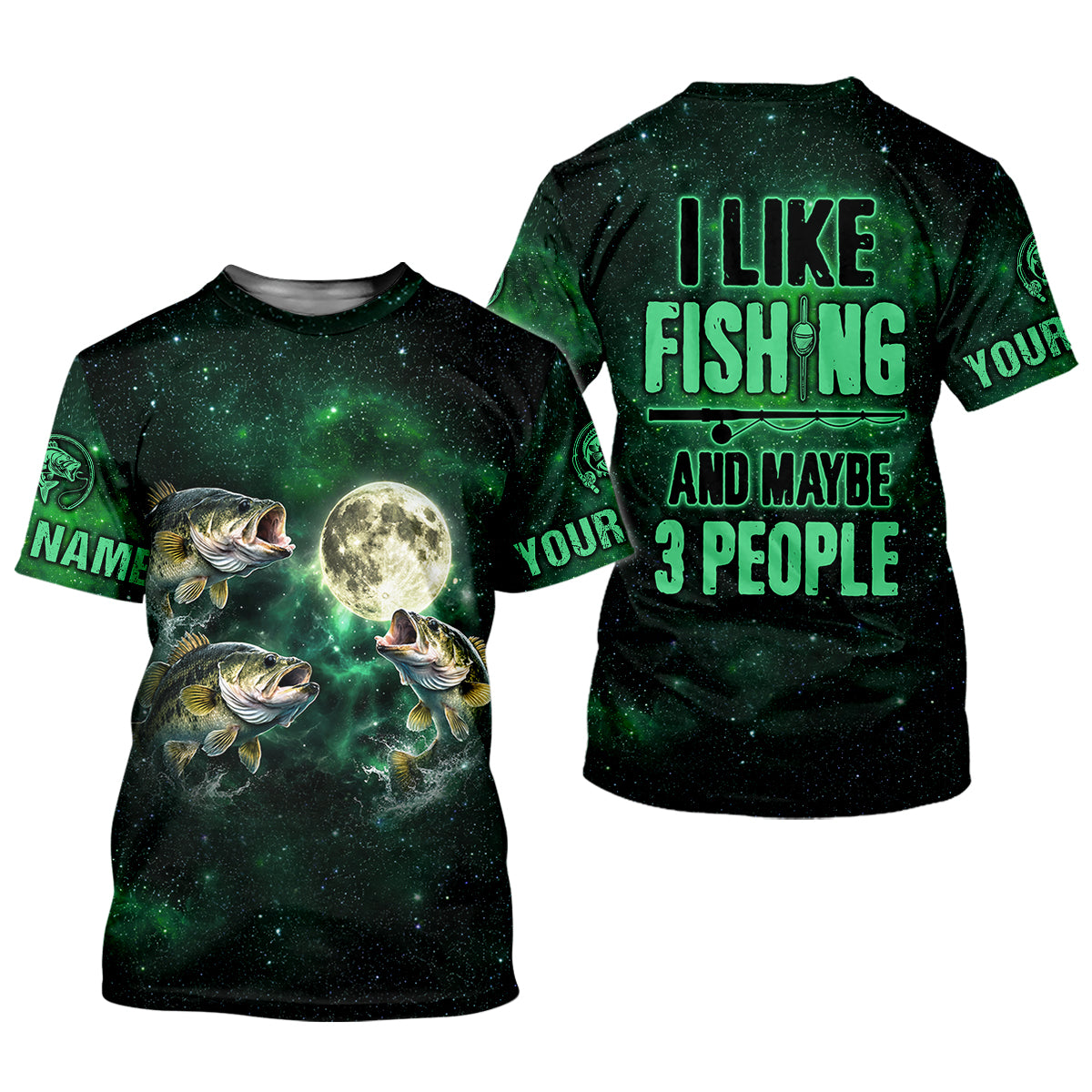I Like Fishing And Maybe 3 People Shirt, Personalized Bass Fishing Long Sleeve For Men