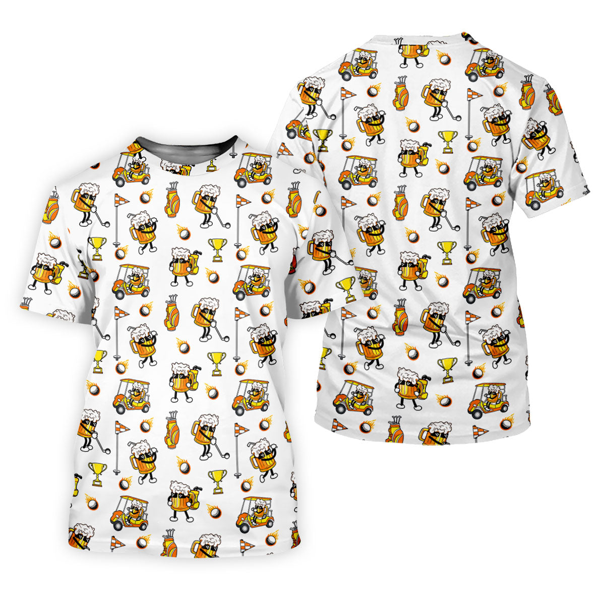 Funny Beer Mug Golfer Pattern Golf Polo Shirt, Women’s Golf Polo, Golf Shirts For Women
