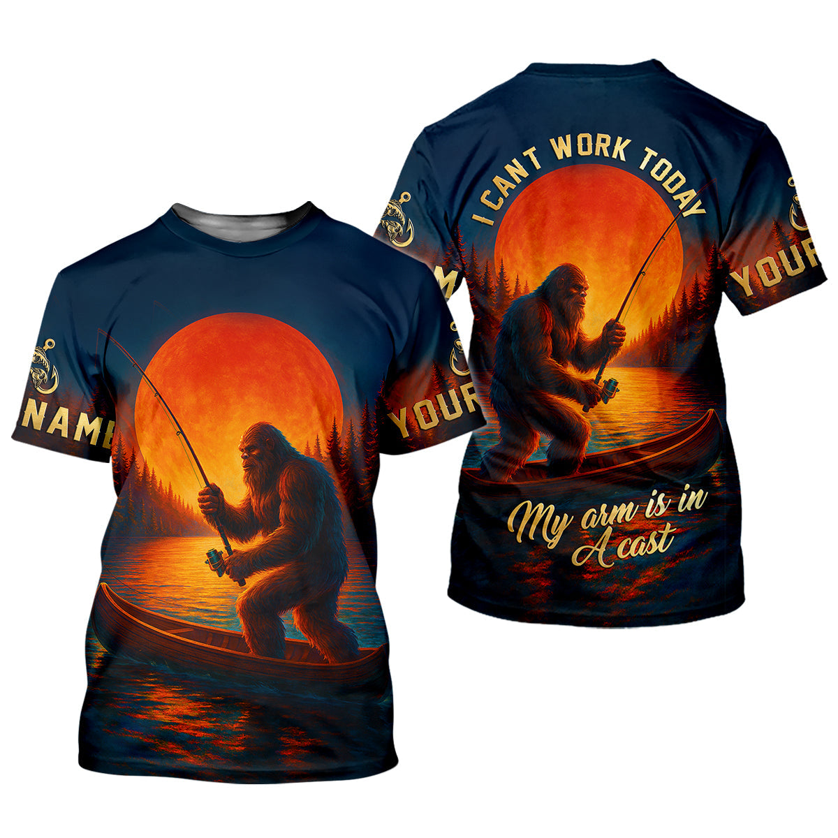 I Can't Work Today My Arm Is In A Cast Fishing UPF Shirts, Funny Fishing Shirt, Fishing Gifts For Men