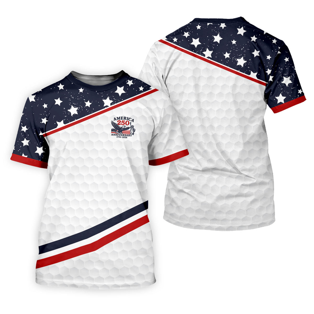 America 250 Anniversary Golf Ball Pattern Retro Golf Shirt, Patriotic 4th Of July Golf Shirt For Women