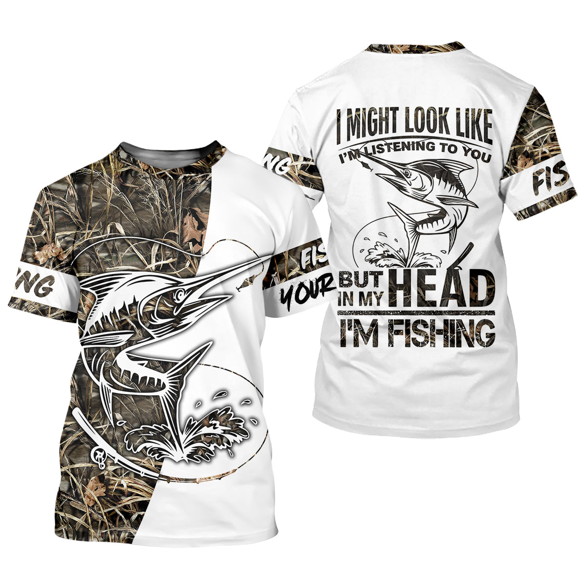 Personalized Marlin Fishing UPF Shirt – Funny Fishing Long Sleeve Shirt for Men