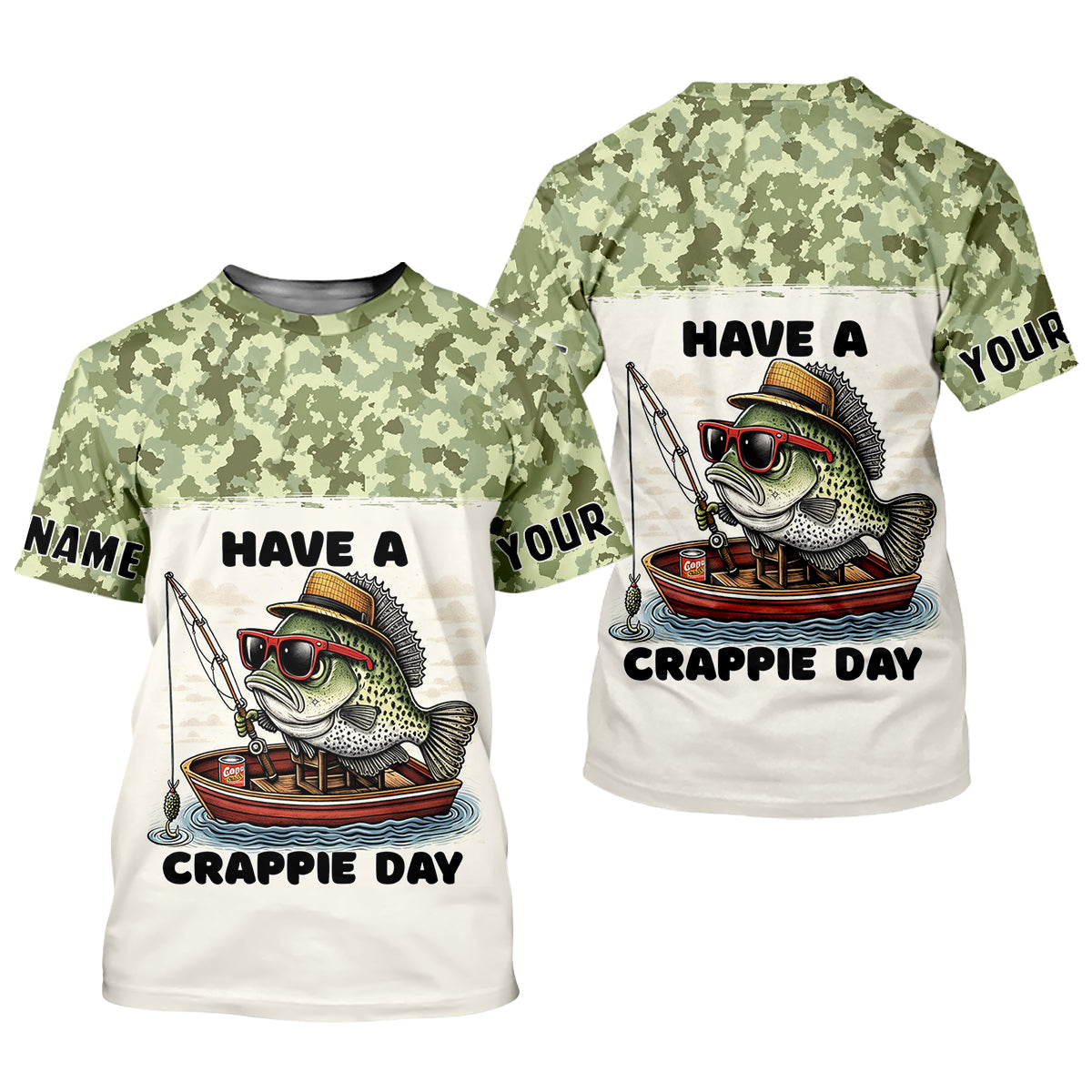 Have A Crappie Day Camo Fishing Shirt, Fishing UPF Shirts, Fishing Gift for Men, Men's Fishing Shirt