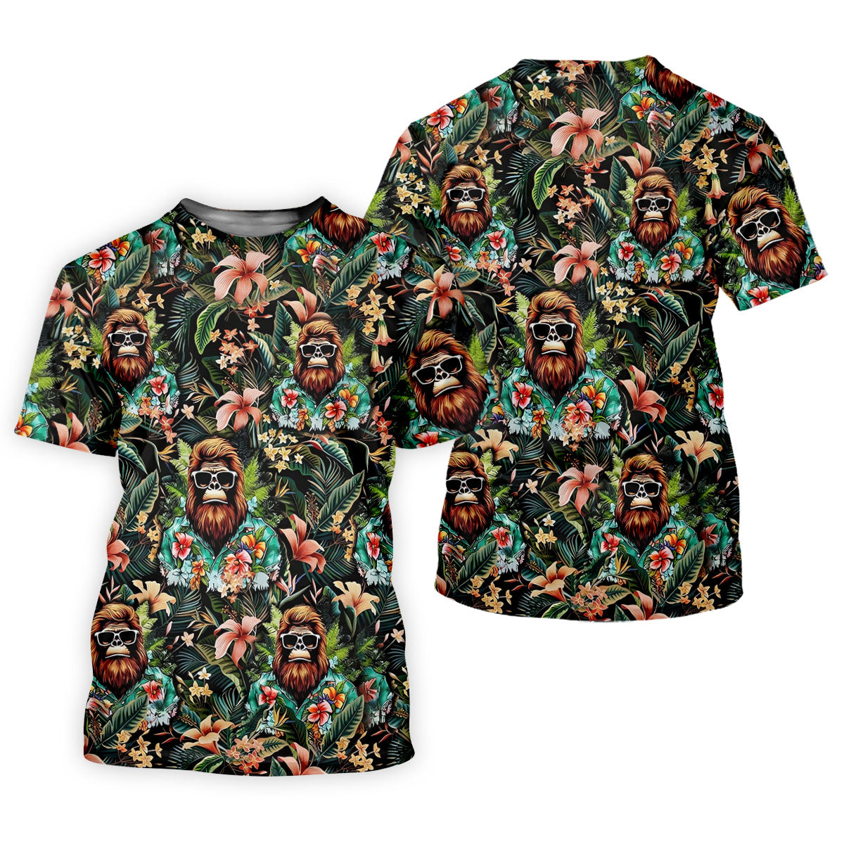 Bigfoot Hawaiian Tropical Golf Shirt, Funny Sasquatch Golf Shirts For Men