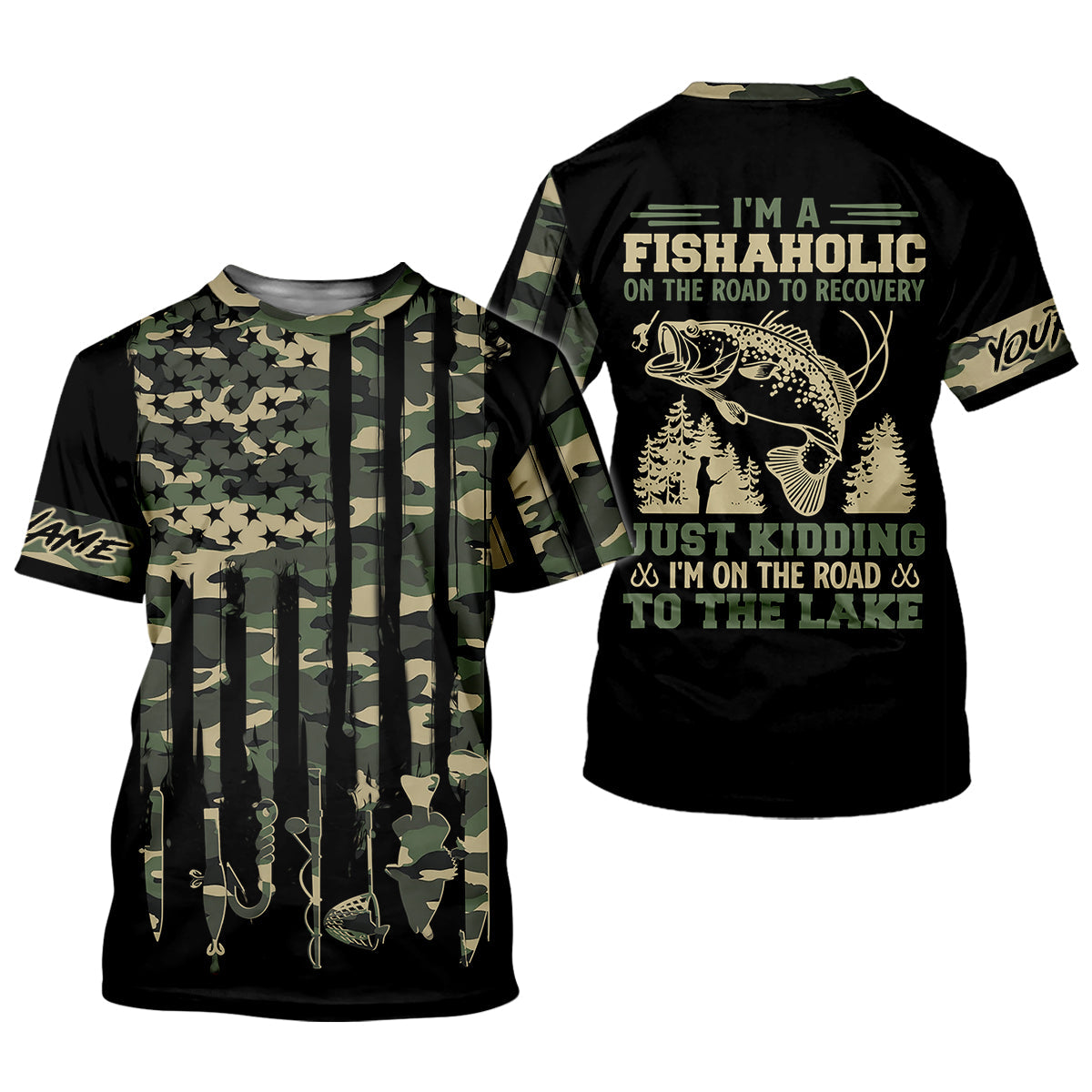 Fishaholic On The Road to the Lake, Personalized Fishing UPF Shirt