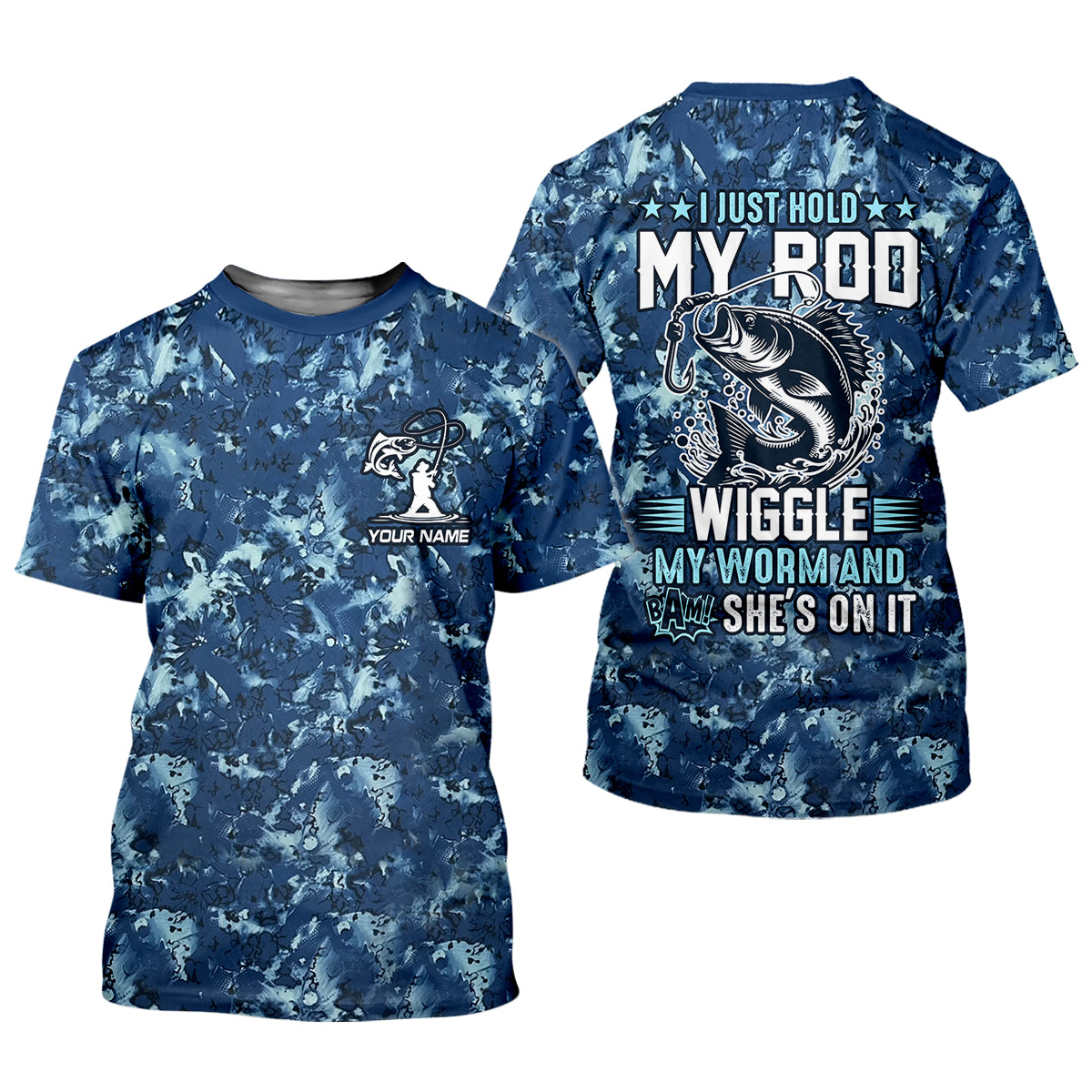 I Just Hold My Rod Wiggle My Worm And Bam! She's On It Funny Fishing Shirt, SPF Shirt For Men, Gift For Fisherman