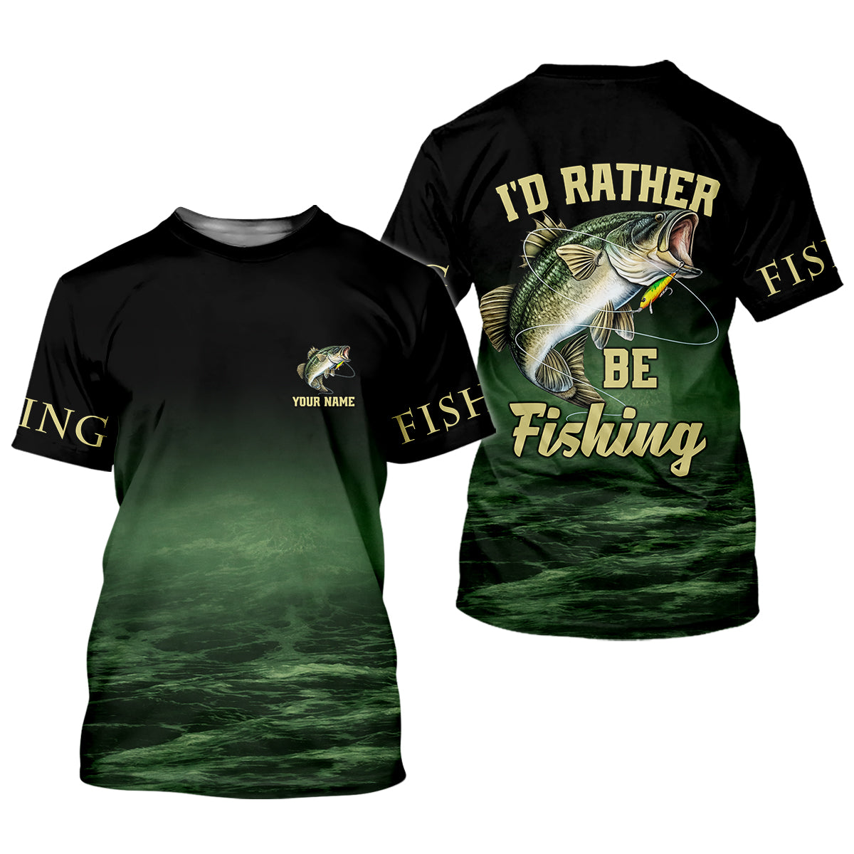 I’d Rather Be Fishing – Personalized Bass Fishing Shirt, Fishing UPF Shirts, Funny Fishing Shirt