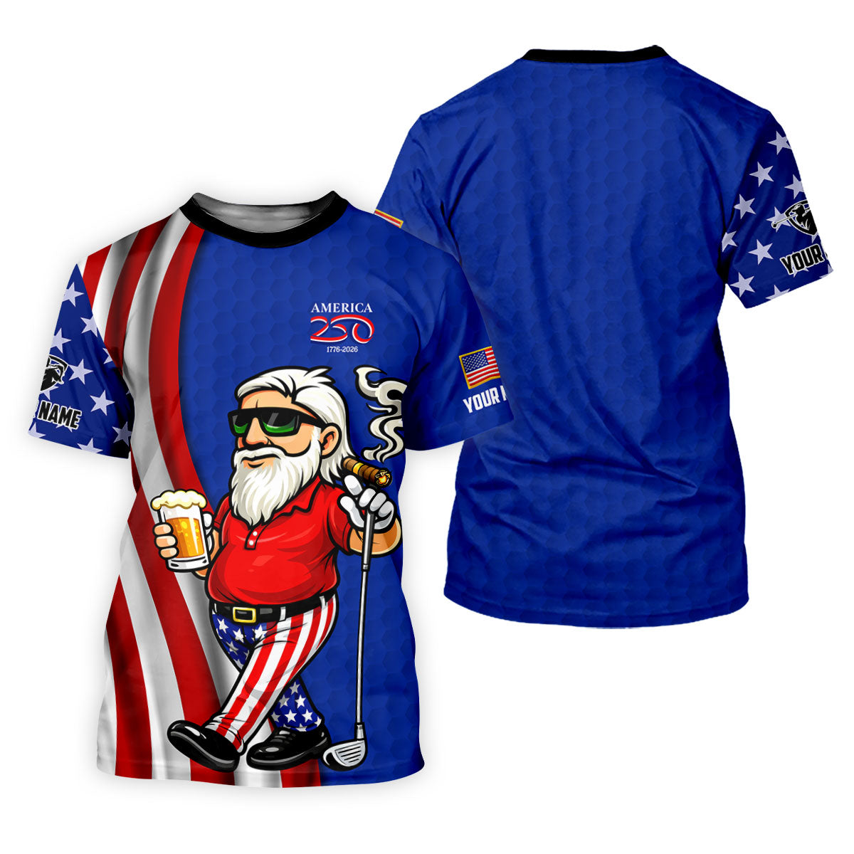 America 250 Patriotic Man 4th Of July Navy Golf Shirt, Golf And Beer Women's Golf Tops