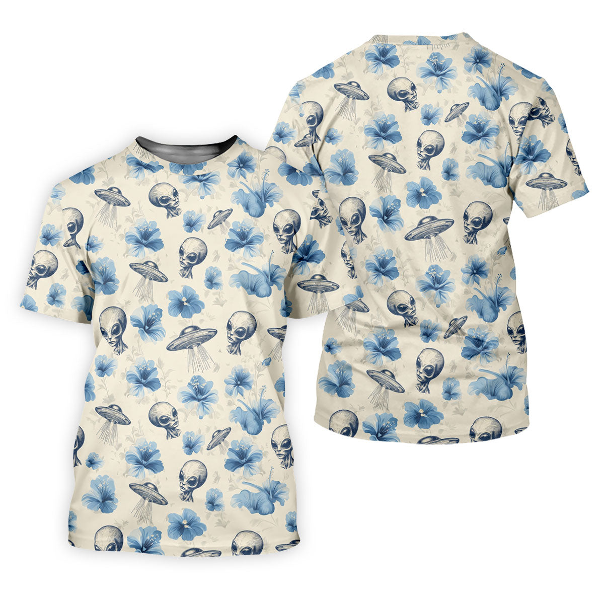 Funny Alien Blue Hibicus Tropical Theme Hawaiian Golf Shirt, Golf Shirt For Women, Golfing Apparel
